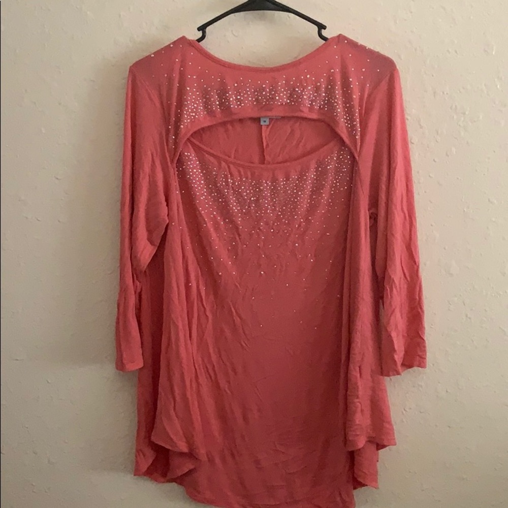 Glitterscape top with cutout embellished